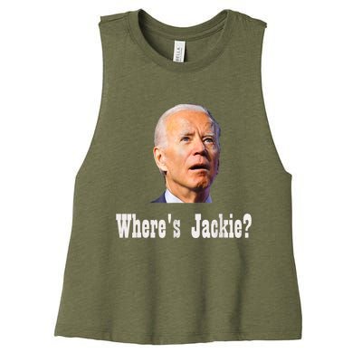 Where's Jackie? Funny AntiBiden Women's Racerback Cropped Tank