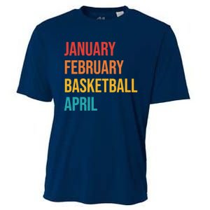 Wo January February Basketball April Funny Retro Cooling Performance Crew T-Shirt