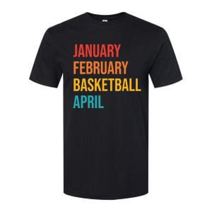 Wo January February Basketball April Funny Retro Softstyle CVC T-Shirt