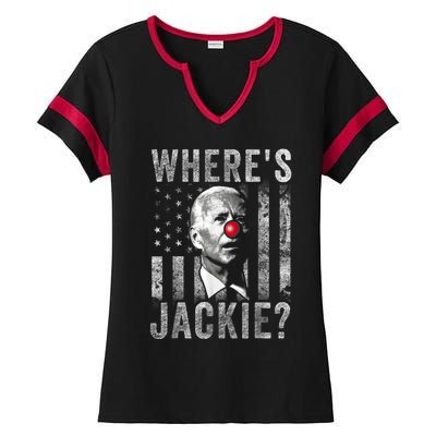 Where's Jackie Funny AntiBiden Ladies Halftime Notch Neck Tee