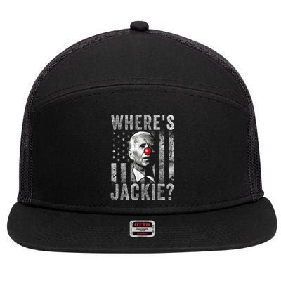 Where's Jackie Funny AntiBiden 7 Panel Mesh Trucker Snapback Hat