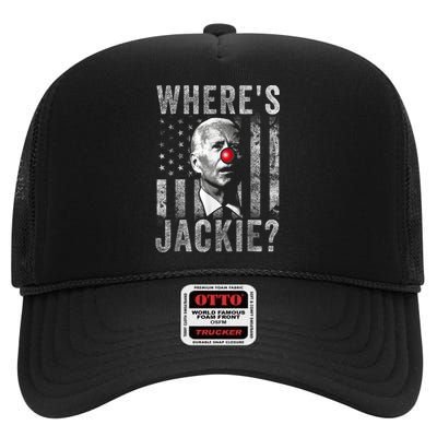 Where's Jackie Funny AntiBiden High Crown Mesh Back Trucker Hat