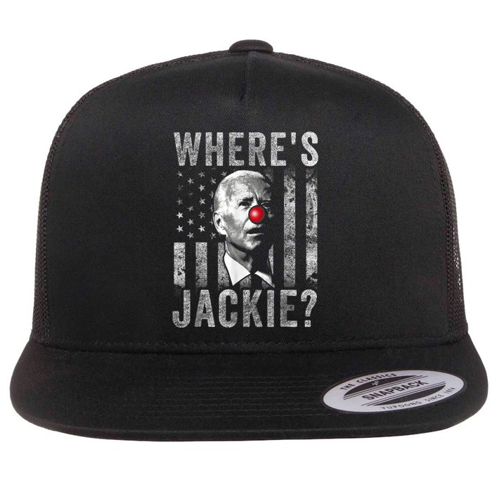 Where's Jackie Funny AntiBiden Flat Bill Trucker Hat