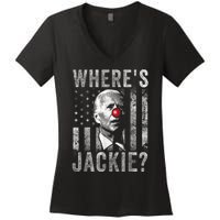 Where's Jackie Funny AntiBiden Women's V-Neck T-Shirt