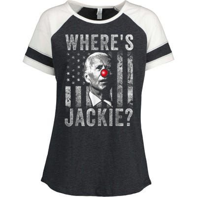 Where's Jackie Funny AntiBiden Enza Ladies Jersey Colorblock Tee