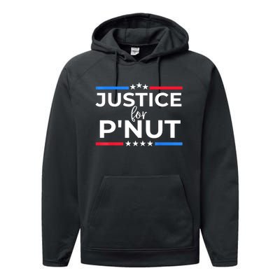 Women Justice For PNut Peanut Squirrel Lovers Gift Performance Fleece Hoodie