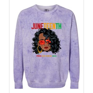 Women Juneteenth Free Ish Since 1865 Afro Queen Black Queen Gift African Pride Colorblast Crewneck Sweatshirt