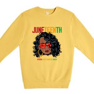 Women Juneteenth Free Ish Since 1865 Afro Queen Black Queen Gift African Pride Premium Crewneck Sweatshirt