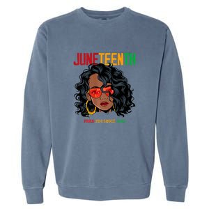 Women Juneteenth Free Ish Since 1865 Afro Queen Black Queen Gift African Pride Garment-Dyed Sweatshirt