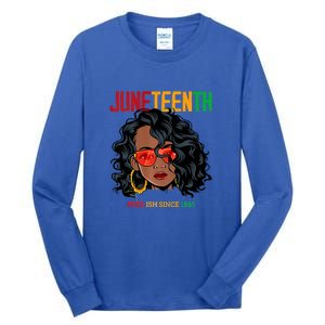 Women Juneteenth Free Ish Since 1865 Afro Queen Black Queen Gift African Pride Tall Long Sleeve T-Shirt