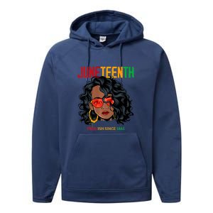 Women Juneteenth Free Ish Since 1865 Afro Queen Black Queen Gift African Pride Performance Fleece Hoodie