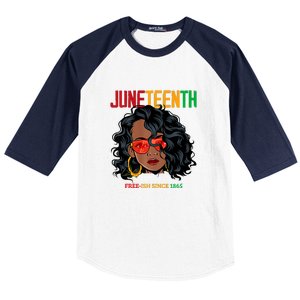 Women Juneteenth Free Ish Since 1865 Afro Queen Black Queen Gift African Pride Baseball Sleeve Shirt