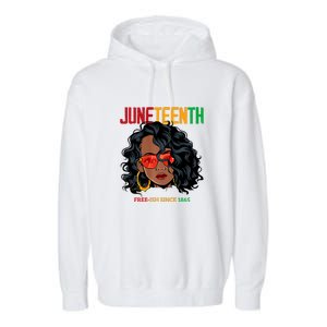 Women Juneteenth Free Ish Since 1865 Afro Queen Black Queen Gift African Pride Garment-Dyed Fleece Hoodie