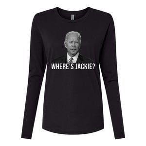 Where's Jackie Funny Joe Biden Meme Womens Cotton Relaxed Long Sleeve T-Shirt