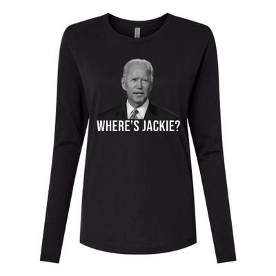 Where's Jackie Funny Joe Biden Meme Womens Cotton Relaxed Long Sleeve T-Shirt