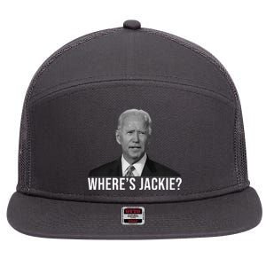 Where's Jackie Funny Joe Biden Meme 7 Panel Mesh Trucker Snapback Hat