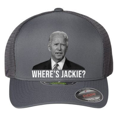 Where's Jackie Funny Joe Biden Meme Flexfit Unipanel Trucker Cap