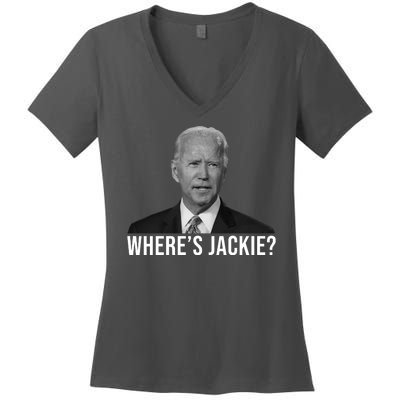 Where's Jackie Funny Joe Biden Meme Women's V-Neck T-Shirt