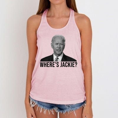 Where's Jackie Funny Joe Biden Meme Women's Knotted Racerback Tank