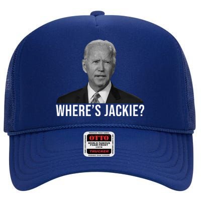 Where's Jackie Funny Joe Biden Meme High Crown Mesh Back Trucker Hat