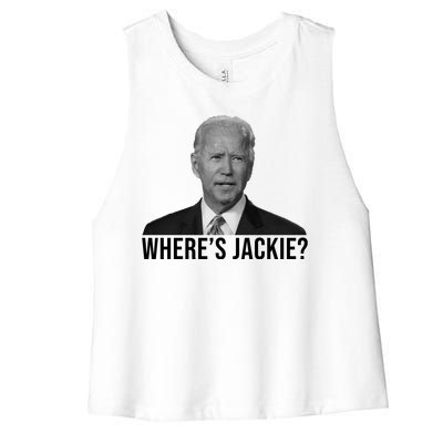 Where's Jackie Funny Joe Biden Meme Women's Racerback Cropped Tank