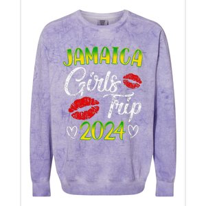 Women Jamaica Girl Trip 2024 Summer Vacation Weekend Funny Colorblast Crewneck Sweatshirt