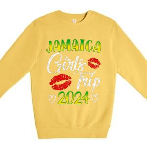 Women Jamaica Girl Trip 2024 Summer Vacation Weekend Funny Premium Crewneck Sweatshirt