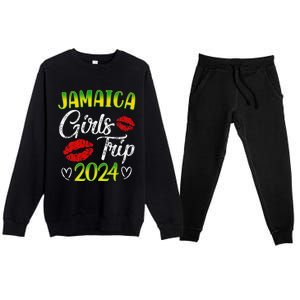 Women Jamaica Girl Trip 2024 Summer Vacation Weekend Funny Premium Crewneck Sweatsuit Set