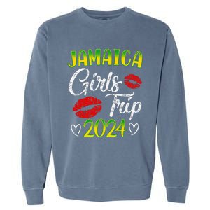 Women Jamaica Girl Trip 2024 Summer Vacation Weekend Funny Garment-Dyed Sweatshirt