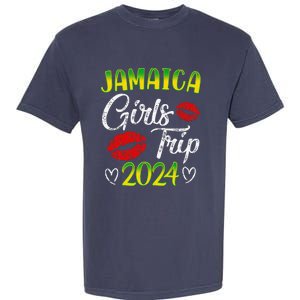 Women Jamaica Girl Trip 2024 Summer Vacation Weekend Funny Garment-Dyed Heavyweight T-Shirt