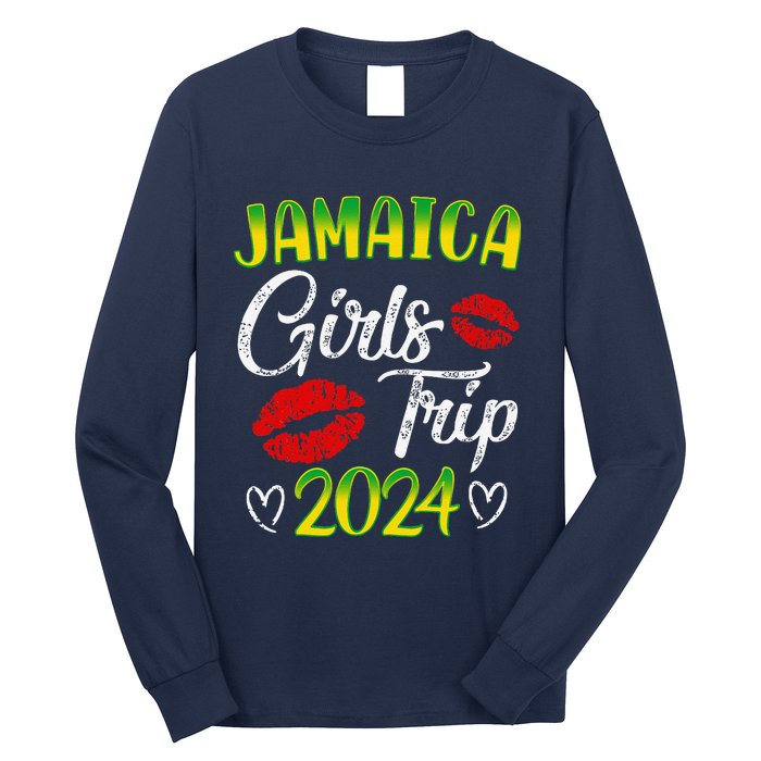 Women Jamaica Girl Trip 2024 Summer Vacation Weekend Funny Long Sleeve Shirt