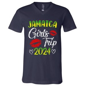 Women Jamaica Girl Trip 2024 Summer Vacation Weekend Funny V-Neck T-Shirt