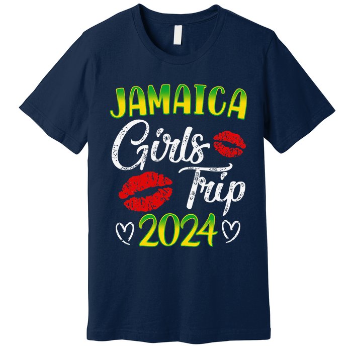 Women Jamaica Girl Trip 2024 Summer Vacation Weekend Funny Premium T-Shirt