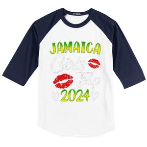 Women Jamaica Girl Trip 2024 Summer Vacation Weekend Funny Baseball Sleeve Shirt