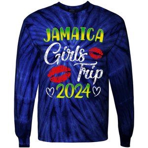 Women Jamaica Girl Trip 2024 Summer Vacation Weekend Funny Tie-Dye Long Sleeve Shirt