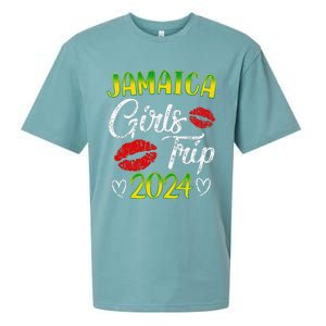 Women Jamaica Girl Trip 2024 Summer Vacation Weekend Funny Sueded Cloud Jersey T-Shirt