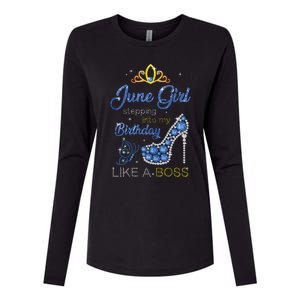 Womens June Girl Stepping Into My Birthday Gift For Gemini Womens Womens Cotton Relaxed Long Sleeve T-Shirt