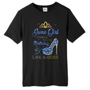 Womens June Girl Stepping Into My Birthday Gift For Gemini Womens Tall Fusion ChromaSoft Performance T-Shirt