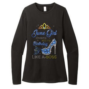 Womens June Girl Stepping Into My Birthday Gift For Gemini Womens Womens CVC Long Sleeve Shirt