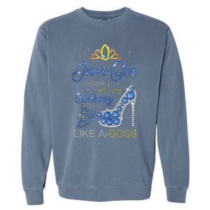 Womens June Girl Stepping Into My Birthday Gift For Gemini Womens Garment-Dyed Sweatshirt