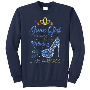 Womens June Girl Stepping Into My Birthday Gift For Gemini Womens Sweatshirt