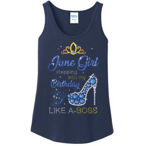 Womens June Girl Stepping Into My Birthday Gift For Gemini Womens Ladies Essential Tank