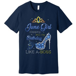 Womens June Girl Stepping Into My Birthday Gift For Gemini Womens Premium T-Shirt