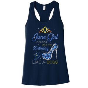 Womens June Girl Stepping Into My Birthday Gift For Gemini Womens Women's Racerback Tank