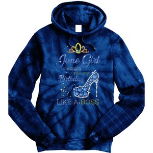 Womens June Girl Stepping Into My Birthday Gift For Gemini Womens Tie Dye Hoodie