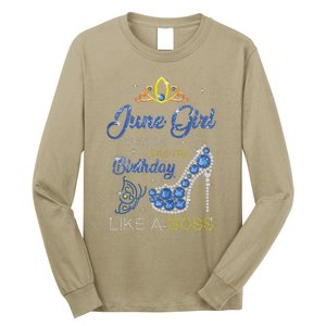 Womens June Girl Stepping Into My Birthday Gift For Gemini Womens Long Sleeve Shirt