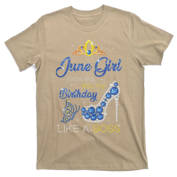 Womens June Girl Stepping Into My Birthday Gift For Gemini Womens T-Shirt