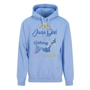 Womens June Girl Stepping Into My Birthday Gift For Gemini Womens Unisex Surf Hoodie