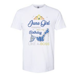 Womens June Girl Stepping Into My Birthday Gift For Gemini Womens Softstyle CVC T-Shirt