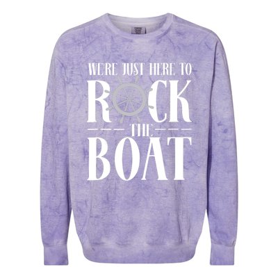 We're Just Here to Rock the Boat Family Matching Cruise Colorblast Crewneck Sweatshirt